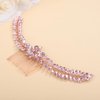 Teyglen Crystal Wedding Hair Comb Headband Red Blue Pink Rhinestone Flower Headpiece Handmade Crystal Hair Piece Bridal Hair Side Comb Wedding Hair Accessories for Women Bride Girls (Pink)