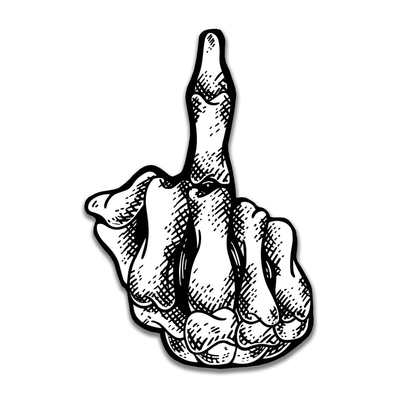 Skeleton Middle Finger Sticker | Funny Hand Cartoon Skull FU Bone Decal ...