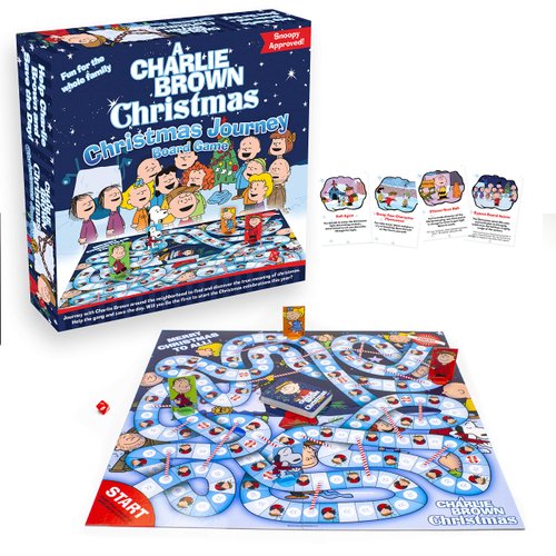 AQUARIUS Charlie Brown Christmas Journey Board Game- Fun for Kids & Adults - Officially Licensed Peanuts Merchandise & Collectibles, Blue, White