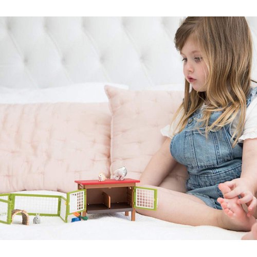 Schleich Farm Animal Toys and Playsets - Farm World 8 Piece Rabbit Hutch Set with Figurines, Farming Hutch and Accessories for Kids Ages 3 and Above