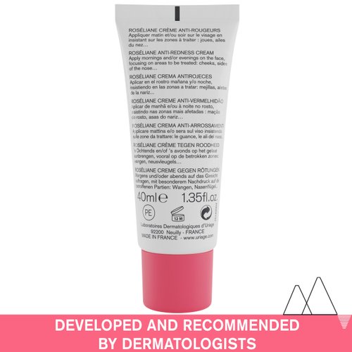 Uriage Roseliane Redness Relief Face Cream 1.35 fl.oz. | Hydrating Moisturizer for Sensitive Skin Prone to Redness | Soothes and Decrease visible Redness | Makeup Base, Non Comedogenic