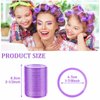 Hair Curlers Rollers, 12Pcs Big Hair Rollers Self Grip Holding Curlers with 12Pcs Stainless Steel Duckbill Clips for Long Medium Thick Hair Volume (Purple)