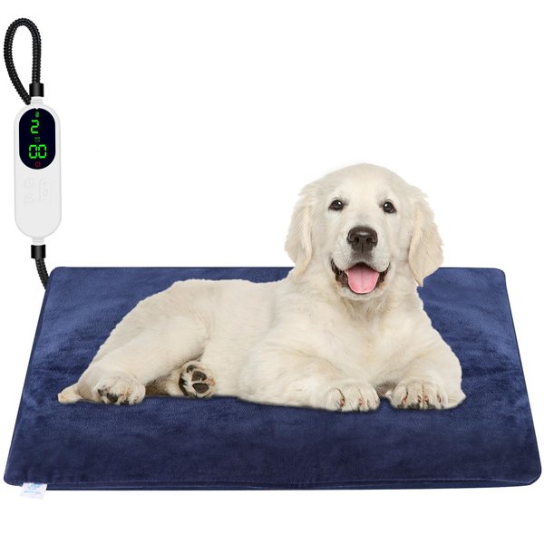 Pet Heating Pad, Dog Cat Heating Pad with 12 Level Timer and 9 Level Temperature, Electric Heating Pad for Dogs Cats Indoor Heated Pet Bed Mat with Chew Resistant Steel Cord (28" X 18")