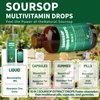 Soursop 10 in 1 Extract Drops, Soursop Bitters Liquid Drops with Sea Moss, Turmeric, Moringa, Oregano, Black Seed Oil, Ashwagandha, Chlorophyll, Sugar/Gluten Free, Natural Flavor (1)