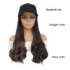 Yunkang Hat Wig Baseball Cap With Long Wavy Ends Straight Hair Extensions Attached Heat Resistant Synthetic Fiber Hair Replacement Wigs in Hat for Woman Girls Mix brown(Mdark brown, 18inch)