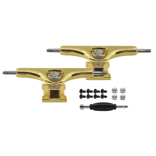 Teak Tuning Prodigy Swerve Fingerboard Trucks, Gold Colorway - 34mm Wide - Inverted Kingpin - Professional Shape, Appearance & Components