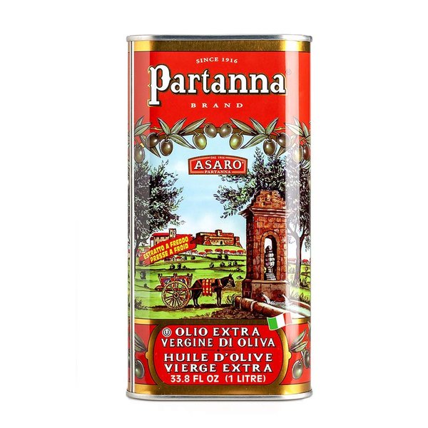 Partanna Robust Extra Virgin Olive Oil - Premium Castelvetrano Oil - Harvested in Sicily - Pure Authentic Italian - Monovarietal - Rich in Flavor - First Cold Pressed - 33.8oz (1 liter) Tin