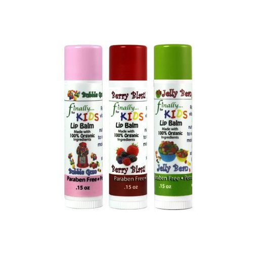 Finally Pure - Lip Balm Set for KIDS - Made with ALL ORGANIC Ingredients (.15 oz set of 3)