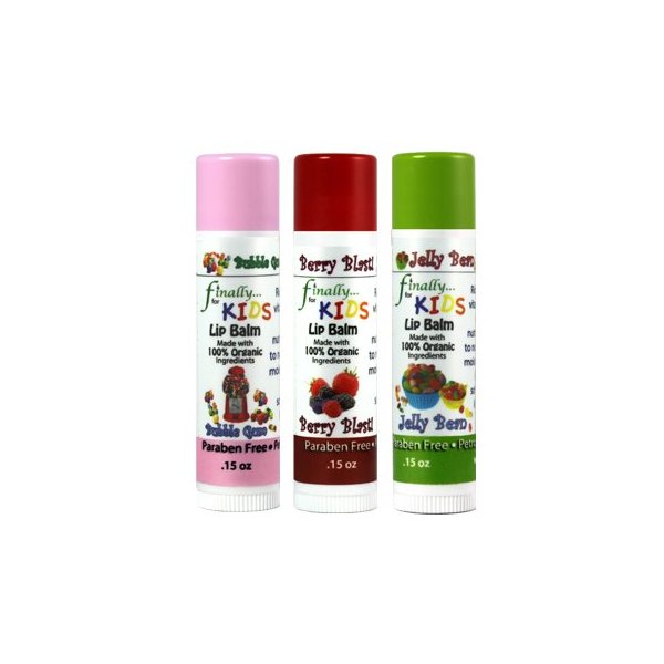 Finally Pure - Lip Balm Set for KIDS - Made with ALL ORGANIC Ingredients (.15 oz set of 3)