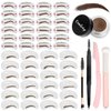 Comkrivy Eyebrow Stamp Stencil Kit, 48 PCS Eyebrow Stencils in 2 Sizes With Long Lasting Waterproof Eyebrow Pomade&Eyebrow Pencil and 3 Eyebrow Tools, Eyebrow Stencil Kits for Beginners Women. (Brown)