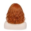 incohair 14 Inches Dark Orange Wig with Bangs Women Girls Short Curly Wavy Bob Wig Shoulder Synthetic Party Wigs Wig Cap Included (Dark Orange)