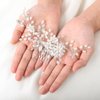 JONKY Bride Wedding Pearl Hair Comb Flower Hair Accessories Crystal Hair Piece Bridel Headpieces Rhinestone Hair Side Combs for Women and Girls