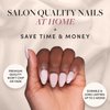 Glamnetic Press On Nails - Heavenly | Semi-Transparent Neutral Nude Trendy French Tip Short Almond Fake Nails, Reusable | 15 Sizes - 30 Nail Kit