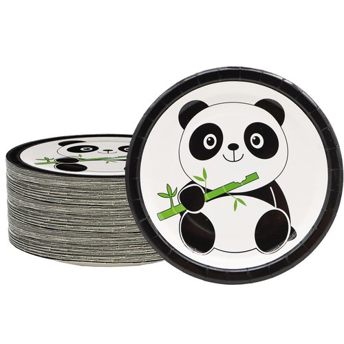 AMZPTBOY 40Pcs Panda Birthday Party Supplies Baby Panda Paper Plates Panda Tableware Set 7" Baby Panda Dessert Plates for Panda Themed Boy Girls Baby Shower Panda Birthday Party Decor(Panda)
