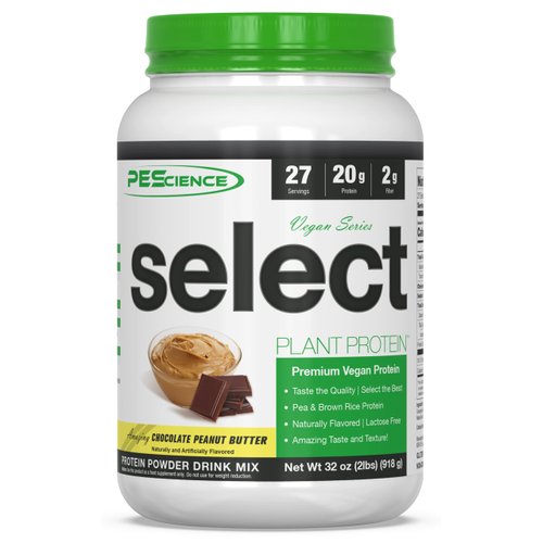 PEScience Select Vegan Plant Based Protein Powder, Chocolate Peanut Butter, 27 Serving, Premium Pea and Brown Rice Blend