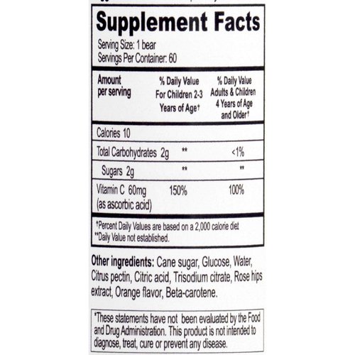 YUM-V's Vitamin C Chewable Jellies (Gummies) for Kids, Orange Flavor; Daily Dietary Supplement for Children, Kosher/Halal, Gluten-Free (60 Count)