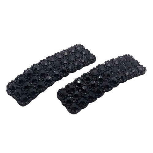 2Pcs Black Rhinestones Snap Hair Clips for Women Girls Rectangular Hairpins Korean Barrettes Hair...