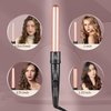 5-in-1 Curling Iron Wand Set, Curling Wand with 5 Pcs Interchangeable Ceramic Barrels (0.35-1.25 Inch), with Heat Protective Glove and 2Clips - Ceramic Coated for Damage-Free Styling - Rose Gold