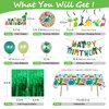 Dinosaur Party Decorations Dino Birthday Supplies Dinosaur Balloons Happy Birthday Banner Hanging Swirls Green Backdrop Curtains Tablecloths Cupcake Toppers Stickers for Baby Showers LilyZheng