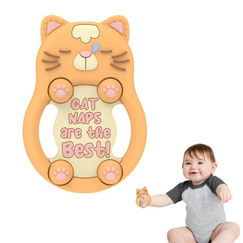 ToiyBosm Baby Teething Toys, Teethers for Babies 3 Months +, Baby Teether for Teething Relief, Funny Unisex Newborn Gifts for Baby Showers & Registries(Cat)