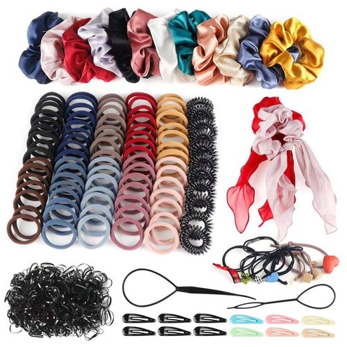 Girls' Variety Pack Hair Accessories - Scrunchies, Elastic Bands, Hair Clips (748PCS)