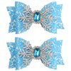 Christmas Bow Hair Clips White Snowflake Glitter Hair Clips Blue Glitter Hair Bow Clip Blue Sapphire Hairgrips White Diamond Hair Clip Design Christmas New Year Party Hair Accessories for Girls Women