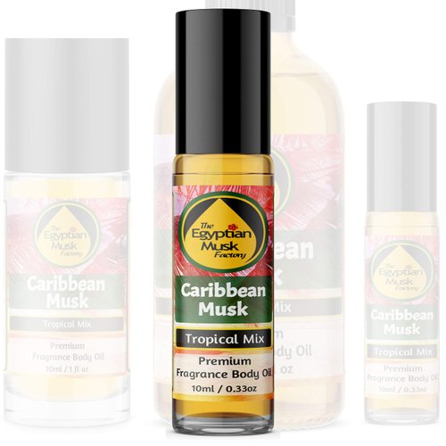 WagsMarket The Egyptian Musk Factory Caribbean Musk Perfume Oil for Men and Women, Choose from 0.33oz Roll On to 4oz Glass Bottle (0.33oz Roll On)