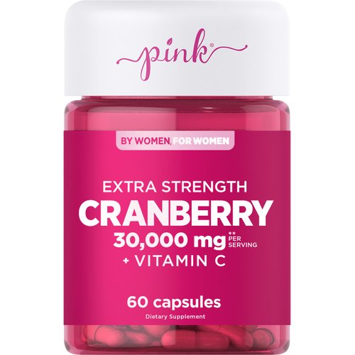 PINK Cranberry Pills for Women | 60 Capsules | Plus Vitamin C | Non-GMO & Gluten Free Extract Supplement | Supports Urinary Tract Health