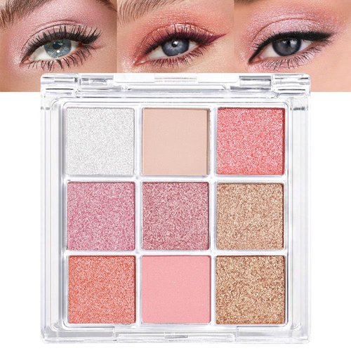 9Colors Rose Gold Dark Brown Colorful Eyeshadow Palette Makeup,Matte Shimmer Korean Natural Neutral Smokey Eye Eyeshadow palettes Highly Pigmented Naturing-Looking Long Lasting Waterproof Blendable