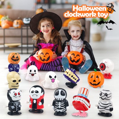 ZGWJ 18 Pcs Halloween Wind Up Toys for Children Kids Boys Girls Toddlers, Educational Walking Clockwork Jump Funny Toys for Party Gifts Party Favors Goody Bag