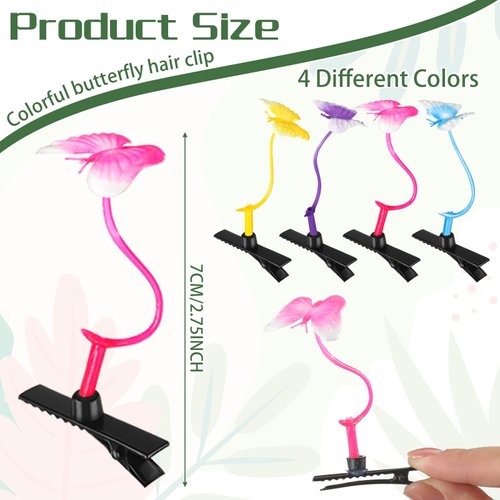 Tigeen 100 Pieces Butterfly Hair Clip Funny Butterfly Hairpins Little Assorted Colors Butterfly Hair Accessories Barrettes Headwear for Women Girls Party