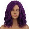BERON 14" Women Girls Short Curly Wavy Bob Wig Rose Net with Wig Cap (Purple)