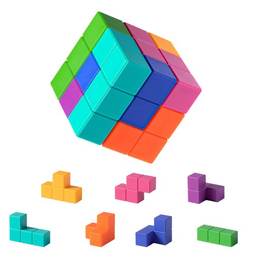 NCVI Christmas Soft Baby Blocks 12 Months, Food-Grade Silicone 3D Puzzle Building Blocks Cubes for Toddler, Set of 7 Multi Shapes Blocks Intelligence Developing and Stress Relief Fidget Toys