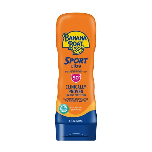 Banana Boat Sport Ultra SPF 50 Sunscreen Lotion, 8oz | Banana Boat Sunscreen SPF 50 Lotion, Oxybenzone Free Sunscreen, Sunblock Lotion Sunscreen, Banana Boat Lotion, Water Resistant Sunscreen, 8oz