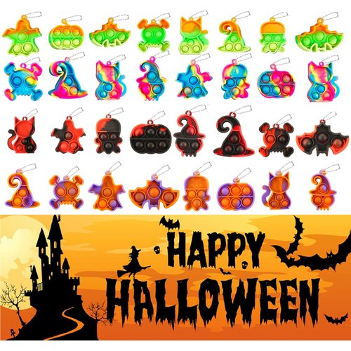 JDSTY 32Pcs Halloween Mini Pop Fidget Toys Packs for Kids Girls Boys Halloween Party Favors Halloween Treat Bags Gifts Stress Relief
