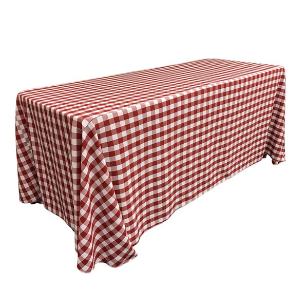 LA Linen Gingham Tablecloth - Checkered Tablecloth for Parties, Picnics & More - Farmhouse Tablecloth - Spring Tablecloth - Picnic Tablecloth - Cloth Tablecloths for Rectangle Tables - 90”x132 Red