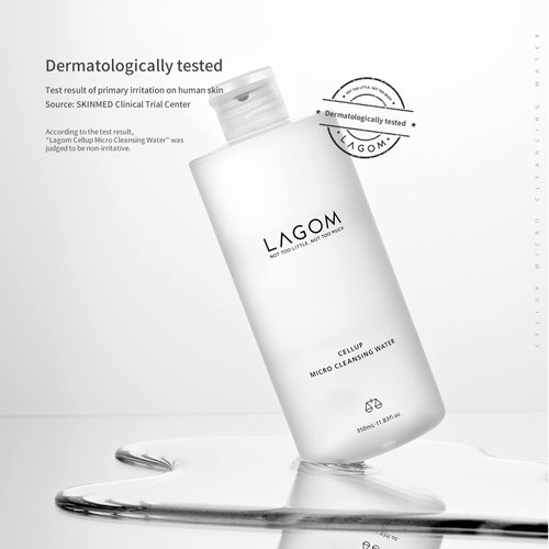 LAGOM Cellup Micro Cleansing Water Natural Micellar Fermented Face Wash with Chamomile Allatoin Moisturizing Herbal Facial Pore Cleanser Combination Oily Sensitive Dry All Skin 350ml 11.83oz
