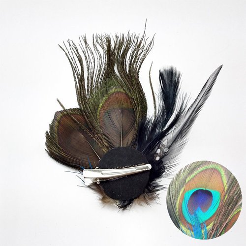 Comidox Hair Clip, Cute Peacock Feather with Rhinestones, Charming Peacock Headpiece Feather Hair Accessories for Women, Weddings, Parties, Halloween, Set of 2