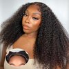 AceWig 13x4 HD Lace Frontal Wigs Human Hair Glueless Curly 200% Density Kinky Curly Lace Front Wig Human Hair Wet and Wavy Wig 13x4 Lace Frontal Human Hair Wigs for Women Natural Black 18 Inch