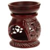 Oil Diffuser - Red Soapstone Oil Burner Round Leaves 4"