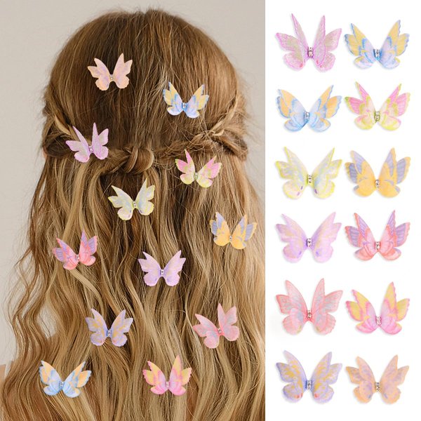 Yheahin 24 Pcs Small Butterfly Hair Clips for Women Mini Butterfly Clips with Rhinestone Cute Butterfly Alligator Clip Hair Accessories for Bridal Beach Party (B)