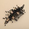 Teyglen Gold Leaf Headpiece Bridal Black Crystal Hair Comb Black Rhinestone Wedding Hair Comb Festival Hair Accessories for Women Halloween Party Prom