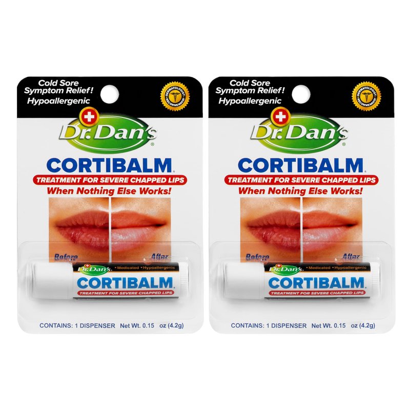 Dr. Dan's Cortibalm 2 pack -for Dry Cracked Lips Healing for Severely Chapped Lips - Designed for...