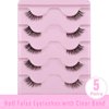 Half Lashes Fluffy 3/4 False Eyelashes Natural Look Wispy Clear Band False Cat Eye Lashes that Look Like Extensions Soft Handmade Reusable Half Eyelashes(5 Pairs Pack)