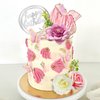 19 PCS Flower Cake Toppers Butterfly Cake Decorations with Artificial Pink Rose Flowers Eucalyptus Butterflies for Girls Birthday Party Wedding Baby Shower Supplies (HOT PINK)