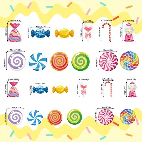 54 PCS Candyland Party Decorations Candy Hanging Swirls Colorful Lollipop Hanging Swirls Ceiling Decor for Baby Shower Birthday Party Sweet Shop