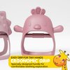Baby Teether Pack of 2 Wearable teether Pink Pacifier Teether Toy - Little Chick Teether Mini Dino Teether - Rose Pink Teether and Turkish Pink by Muqee Peeko