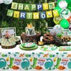 123 Pack Dinosaur Party Supplies Dino Birthday Party Decorations Set Dinosaur Themed Happy Birthday Supplies Include Plates, Napkins, Birthday Banner, Party Tablecloth for 40 Guests