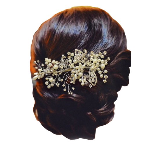 Pearl & Stone Floral Design Hair Comb for Women