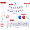 Hockey Birthday Party Supplies, Ice Hockey Themed HAPPY BIRTHDAY Banner, 7 Hanging Swirls, 1 Table Cloth, 10 Cake Toppers, 30 Balloons for Kids, Hockey Fans Birthday Party Decorations (Banner)